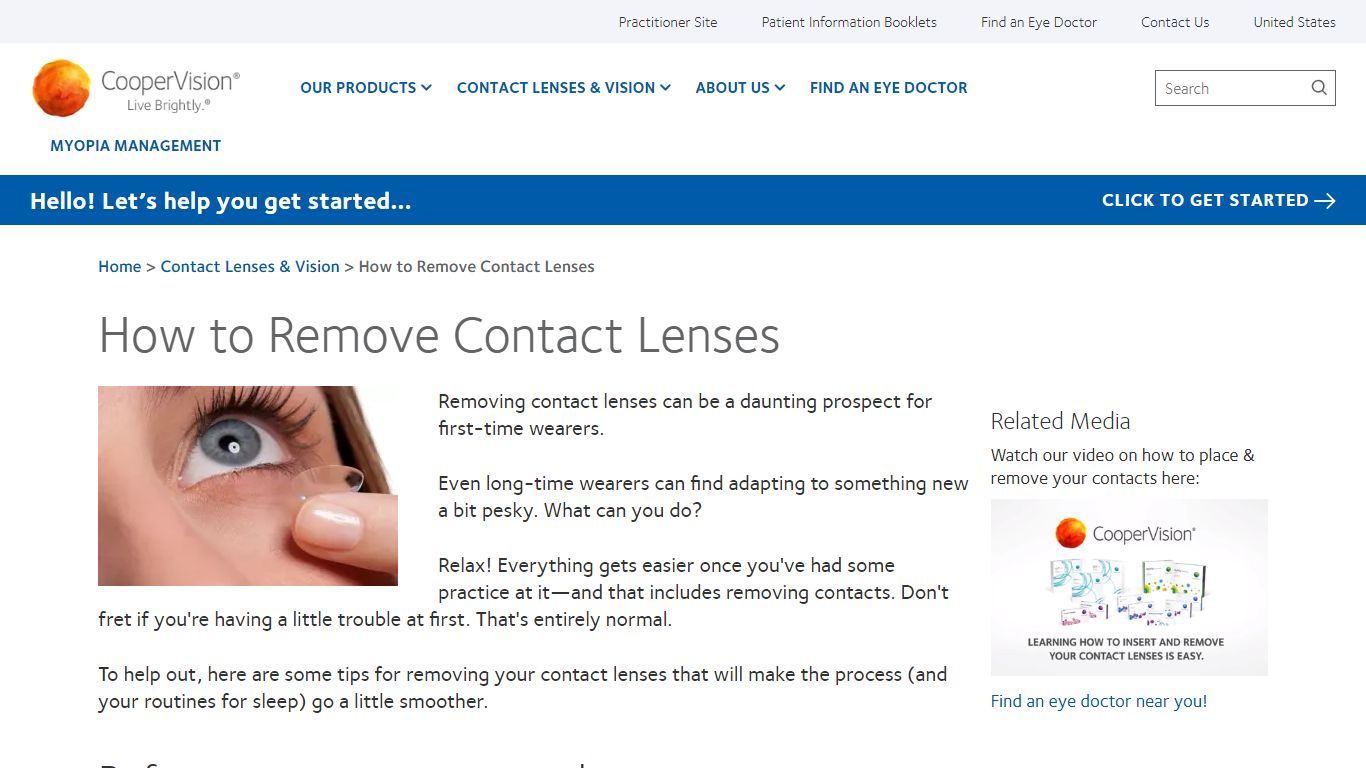 Difficulty Removing Contact Lenses | How to Remove ... - CooperVision