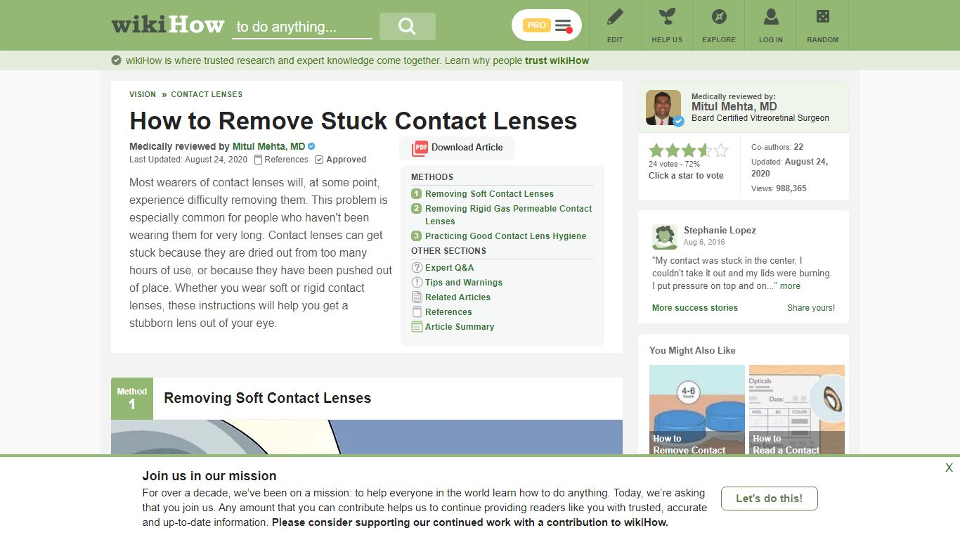 3 Ways to Remove Stuck Contact Lenses - wikiHow