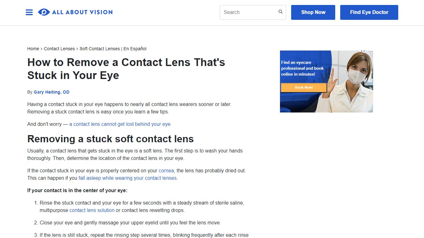 Contact Stuck in My Eye - What Do I Do? - All About Vision